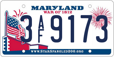 MD license plate 3AF9173
