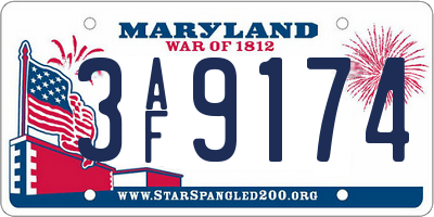 MD license plate 3AF9174