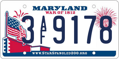 MD license plate 3AF9178