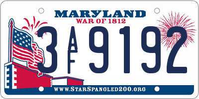 MD license plate 3AF9192