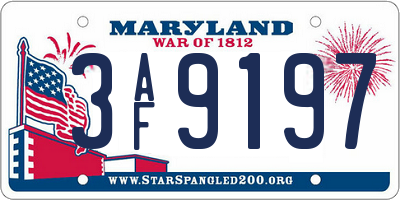 MD license plate 3AF9197
