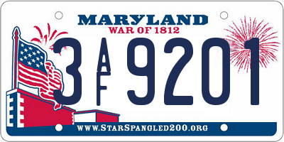 MD license plate 3AF9201