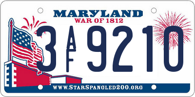 MD license plate 3AF9210