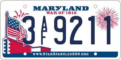 MD license plate 3AF9211