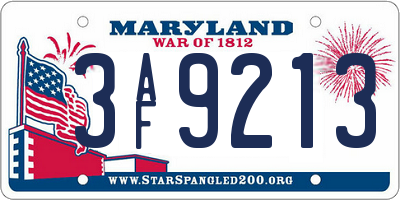 MD license plate 3AF9213
