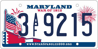 MD license plate 3AF9215