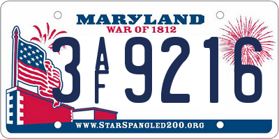 MD license plate 3AF9216