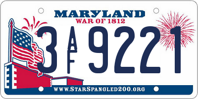 MD license plate 3AF9221