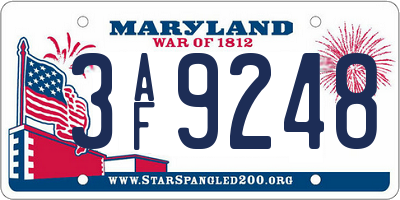 MD license plate 3AF9248