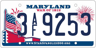 MD license plate 3AF9253