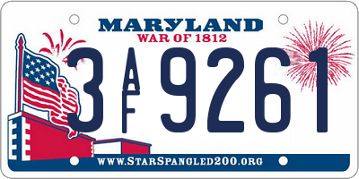 MD license plate 3AF9261