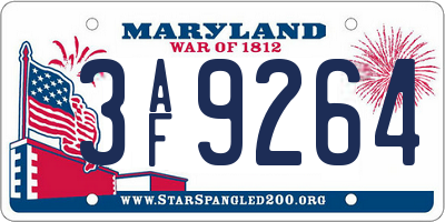 MD license plate 3AF9264