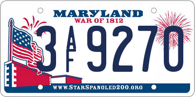 MD license plate 3AF9270