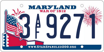 MD license plate 3AF9271