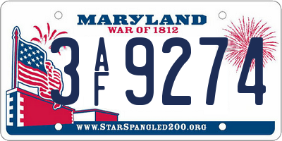 MD license plate 3AF9274