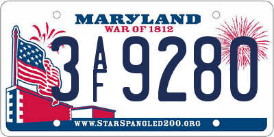 MD license plate 3AF9280