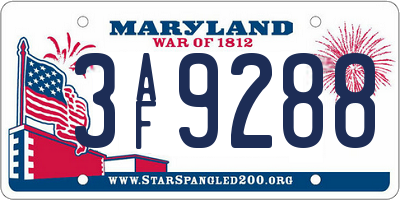 MD license plate 3AF9288