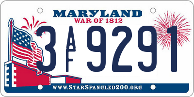 MD license plate 3AF9291