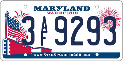 MD license plate 3AF9293