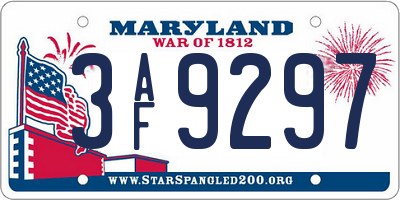 MD license plate 3AF9297