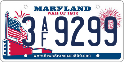 MD license plate 3AF9299