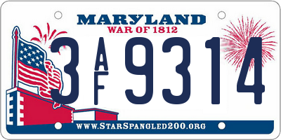 MD license plate 3AF9314