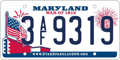 MD license plate 3AF9319