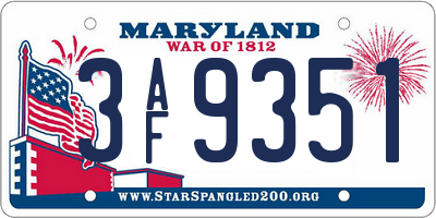 MD license plate 3AF9351