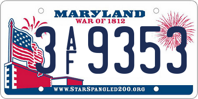 MD license plate 3AF9353