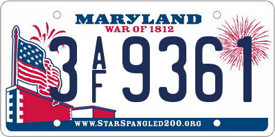 MD license plate 3AF9361