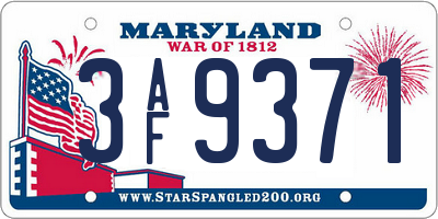 MD license plate 3AF9371
