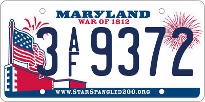 MD license plate 3AF9372
