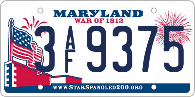 MD license plate 3AF9375