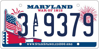 MD license plate 3AF9379