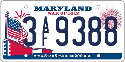 MD license plate 3AF9388