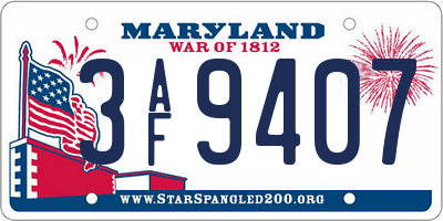 MD license plate 3AF9407