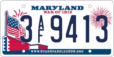 MD license plate 3AF9413