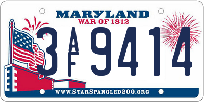 MD license plate 3AF9414