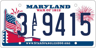 MD license plate 3AF9415