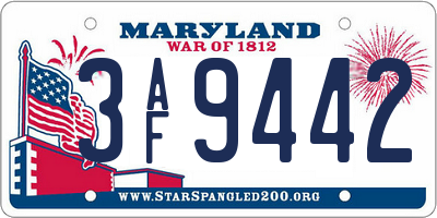 MD license plate 3AF9442