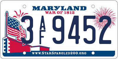 MD license plate 3AF9452