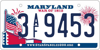 MD license plate 3AF9453