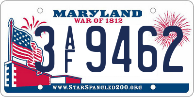MD license plate 3AF9462
