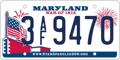 MD license plate 3AF9470