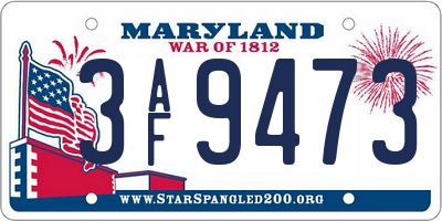 MD license plate 3AF9473