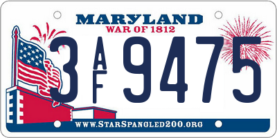 MD license plate 3AF9475