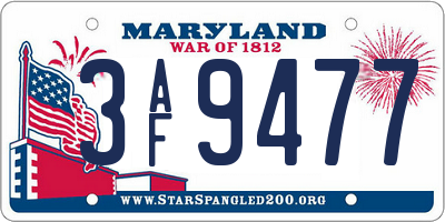 MD license plate 3AF9477