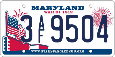 MD license plate 3AF9504