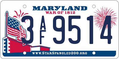 MD license plate 3AF9514