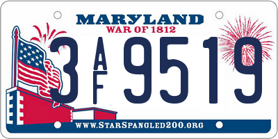 MD license plate 3AF9519